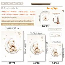 1 pieza, Arte de pared de lienzo, Decoración enmarcada para guardería, Pintura decorativa de oso de peluche. Características: Un oso de peluche sentado en una luna creciente, un oso de peluche sentado en una nube, un oso de peluche sosteniendo un globo. Ideal para: Decoración de habitación infantil, Decoración de guardería, Decoración de habitación de bebé, Decoración de jardín de infantes, Decoración de habitación de niño/niña, Decoración de sala de juegos