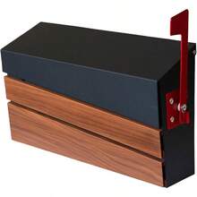 Wall Mount Mailboxes Morden Mailbox For House Metal Outside Mailbox With Walnut Wood Panel Large Capacity Gaanized Steel Post Box With Flag No Keys Locking - Flagstyle - View 1