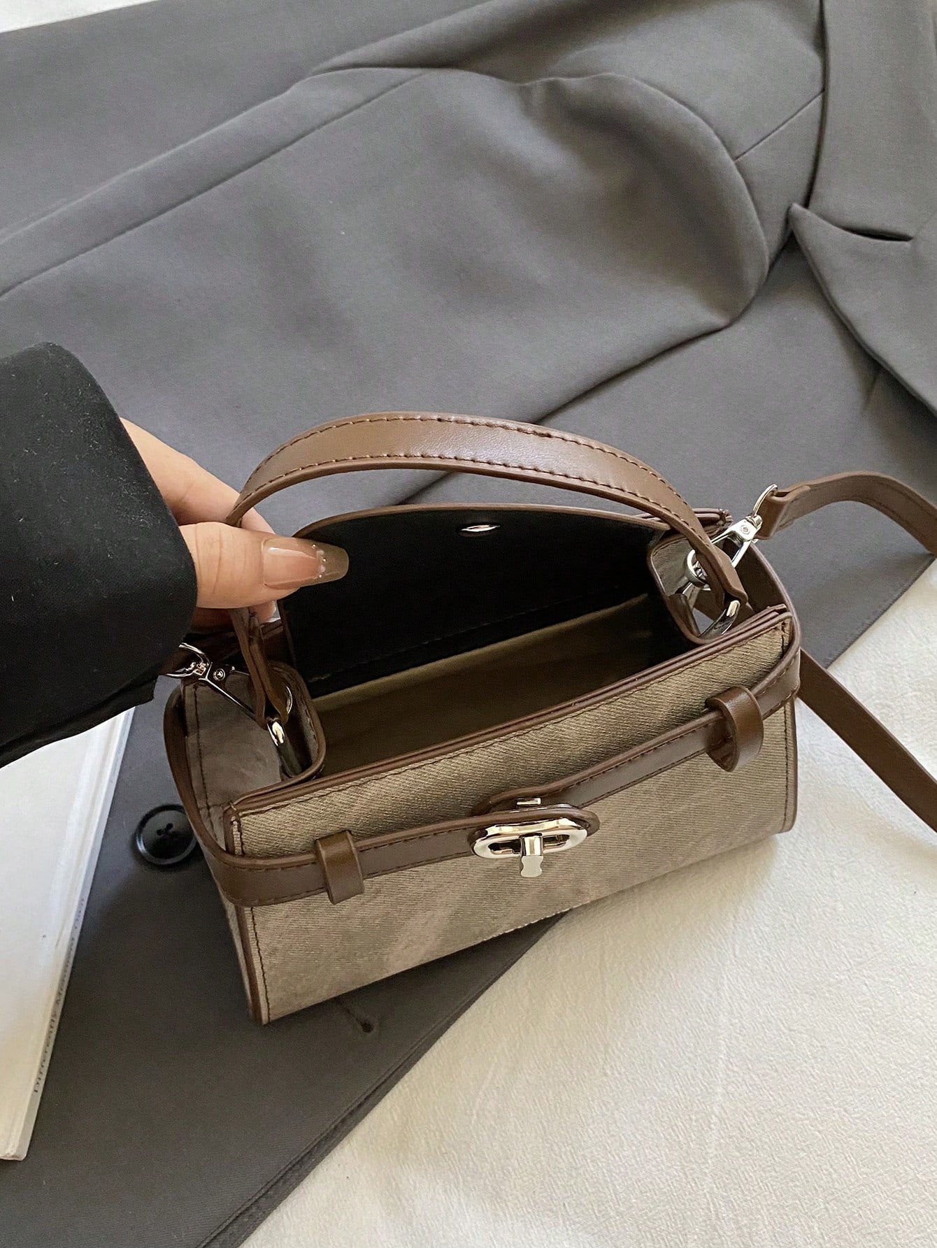 حقيبة يد جلدية بو بتصميم رجعي ملون، حزام كتف قابل...