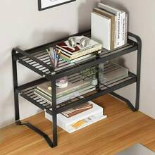 3Tier Desktop Organiser Shelf Metal Storage Rack 40 X 21 X 36 Cm Black White Bookcase A225 White