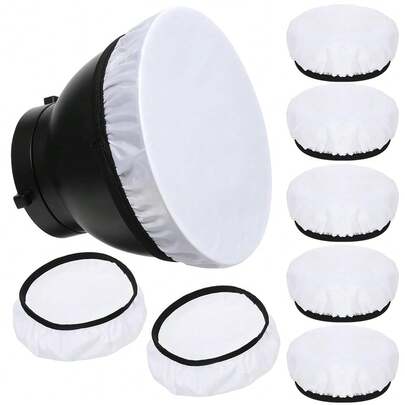 7inch/18cm Light Diffuser,Soft Diffuser Lamp Cover White Lamp Shade Diffusers,Great For Studio Strobe Reflectors, Video Shooting (8Pcs){Inchsize_nameinch:Inch8Pcsinch}