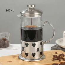 1 pieza Cafetera de color aleatorio, Taza de café Tetera, Cafetera de goteo manual de vidrio, Espumador de leche para uso doméstico, Prensa francesa, Cafetera de vidrio borosilicato de alta calidad, Cafetera de goteo manual para el hogar