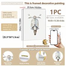 1幅帆布墙画，带框墙饰，儿童房墙画，复古旅行主题儿童房挂画，卡通汽车、热气球、摩托车装饰画，男孩房装饰画，蓝色艺术画，适用于儿童房装饰、婴儿房装饰、幼儿园装饰、男孩房/女孩房装饰、游戏室装饰 - 彩色 - 查看 16