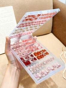 1 cutie organizator cosmetic multifuncțională cu bandă adezivă - esențială pentru călătorie, machiaj și bijuterii, organizator cu pietre și sclipici pentru unghii, organizator de toaletă pentru pietre și pensule, cutie de depozitare goală de dimensiuni mari pentru machiaj