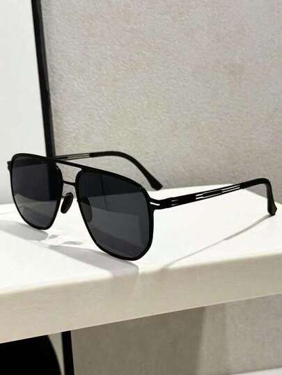 Men's Retro Aviator Frame Fashion Glasses, Fashion Eyewear For Driving, Cycling And Sun Protection