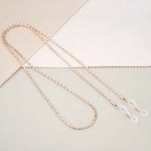 1pc Cute Faux Pearl Metal Eyeglasses Chain, Elegant And Fashionable Sunglasses Chain For Women And Girls, Woman's Glasses Anti Slip Chain,Glasses String For Women,Reading Glasses Chain,Glasses Strap,Sunglasses Lanyard - 玫瑰金色 - 查看 5