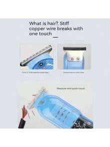 Professional Smart LCD Hair Clipper, Transparent Cordless Electric Shaver For Men - 藍色 - 查看 6