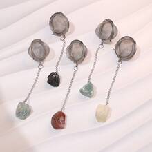 1pc/5pcs 304 Stainless Steel Raw Crystal Tea Strainer, Available In Various Colors Such As Amethyst, Rose Quartz And Tiger's Eye; 304 Stainless Steel Tea Filter Ball With Raw Crystals Of Multiple Materials - Multicolor - View 11