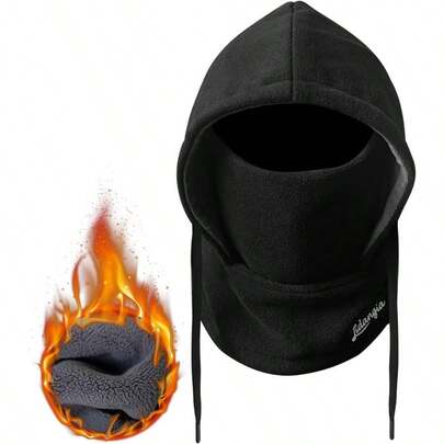 Balaclava Winter Face: Warm Thermal Polar Fleece Hood Ski Men Women, Convertible Balaclava Face Cover Hat Cap Scarf - Black