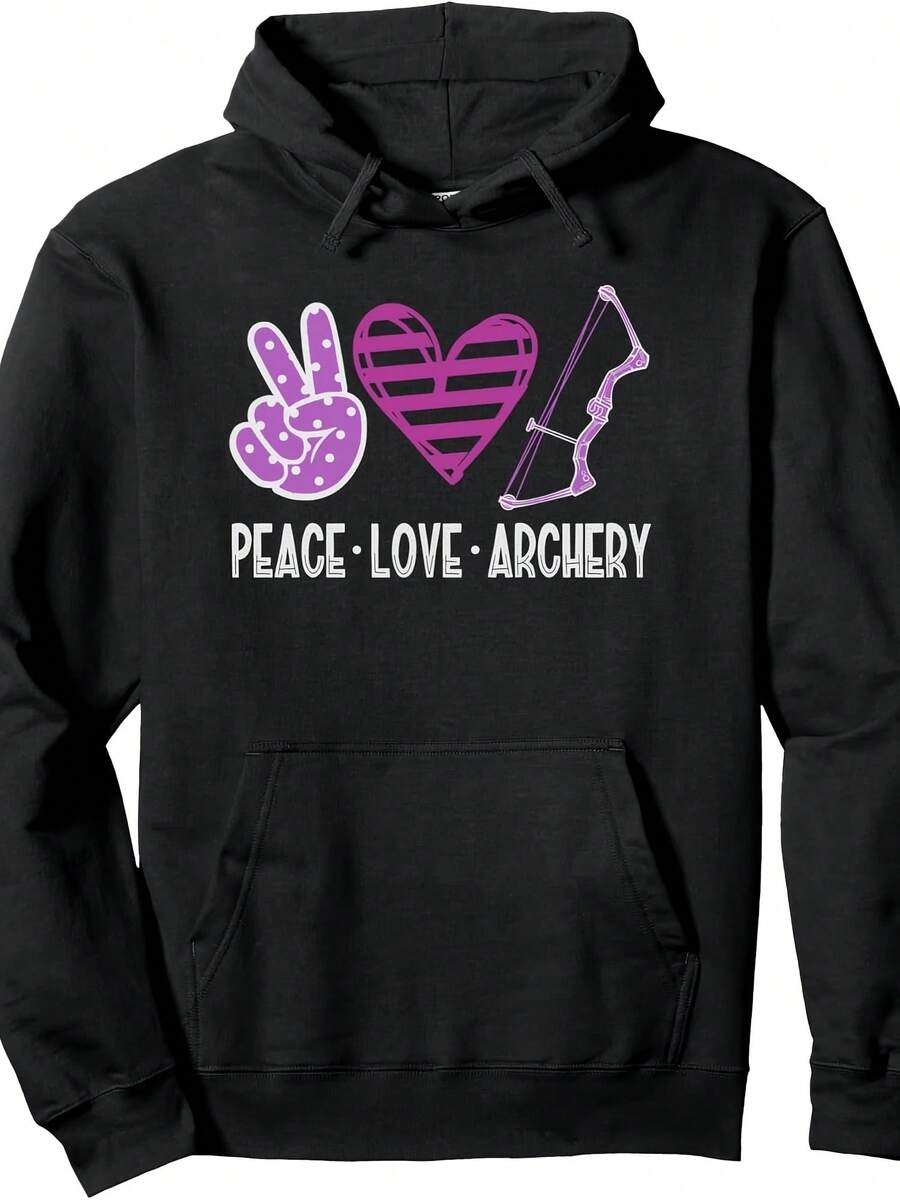 PEACE LOVE ARCHERY Bow & Arrow Shooting Teen Girls Wo Pullover Hoodie - 款式2 - 查看 1