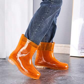 Unisex Short Transparent Rainboots, Waterproof Boots For Couples, Suitable For Outdoor Activities: Campus, Walking, Fishing, Camping, Car Washing And Gardening