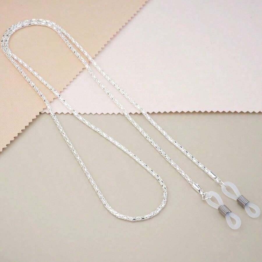 1pc Cute Faux Pearl Metal Eyeglasses Chain, Elegant And Fashionable Sunglasses Chain For Women And Girls, Woman's Glasses Anti Slip Chain,Glasses String For Women,Reading Glasses Chain,Glasses Strap,Sunglasses Lanyard - 銀色 - 查看 1