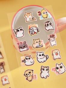 1pc Felt Sticker, Cute Cartoon Cat Expression Scrapbooking Sticker - Multicolor - View 2