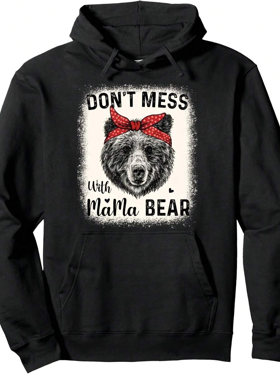 Don't Mess With Mama Bear Funny Mom Bleached Mothers Day Pullover Hoodie - 款式5 - 查看 1