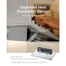 Soporte para portátil de escritorio, elevador de refrigeración por aire adhesivo para disipar el calor con 2 ángulos de visión ajustables, soporte de ordenador plegable y portátil compatible con portátiles de 11 a 16 pulgadas, Gris Frío{color_name:Gris Frío,size_name:Versión Adhesiva-AirFlow - CoolGrey - Ver 7