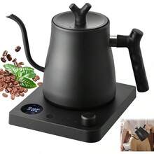 GALASALA Tetera Electrica de Cuello de Cisne de 1 L, Hervidor Agua Electrico de Acero Inoxidable 304, 800W de Calentamiento Rápido, Tetera Cuello de Cisne Portátil,con Apagado Automático - Negro - Ver 3