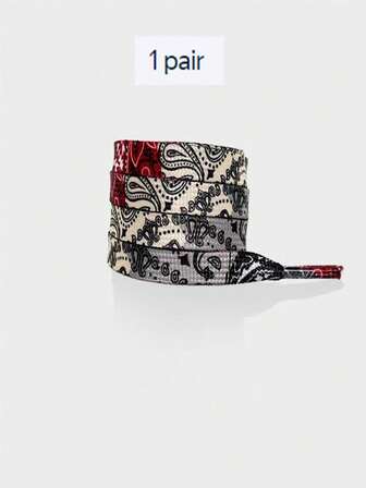 1 Pair - Fashion Pattern Printed Shoelace Canvas Sneakers Athletic Shoes White Shoes For Boys, Girls, Men And Women