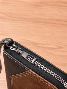 1pc Men's Clutch Bag, Fashion Casual Large Capacity Wallet, Long Style Men's Handbag, Phone Bag, High-End Long Checkbook Holder, With Zipper, Business Casual, Christmas & Thanksgiving Gift