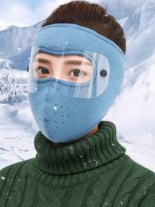 1pc Full Face Mask, Warm Winter Outdoor Windproof Dust-Proof Ear Protection Thick Face Cover For Men And Women - Multicolor - View 1
