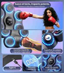 JKOKPMG Maquina de Boxeo Musical, 9 velocidades Ajustables 11 Modos de Boxeo, Gancho Izquierdo y Derecho, con Bluetooth, con Guantes de Boxeo montados en la Pared, Apto para Adultos y Niños - 1 - Ver 8