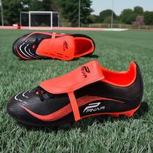 1 Pair Unisex Adult Student Youth High-Top Outdoor Artificial Turf Training Shoes Professional Team Sports Shoes Front Lace-Up Rubber Sole AG/FG Long Stud Football Cleats - Black and Red - View 5