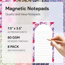 8 Magnetic Notepads U2013 Notepads For Grocery List, Shopping List, To-Do List, Reminders -Strong Magnetic Back- Memo Notepad With Realistic Fruit Designs | 25 Sheets Per Pad 75 X 35 Inch (8 Pack) - ColorC - View 2