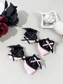 2pcs/Set Women's Casual Chic Street Style Gothic Lolita Butterfly Wing Heart Nameplate Bow Hair Clip Hairpin Iron Alloy Barrette, Suitable For Daily Commute, Festivals, Parties, Shopping, Travel, Photography, And Any Occasion. A Great Gift For Best Friends, Claw Clips, Hair Claws, Hair Slide, Hair Barrettes, Head Accessories, Hair Accessories For Women