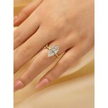 5.0CT Elongated Pear Shaped Engagement Ring, Hidden S925 Silver Teardrop Promise Wedding Ring - Mạ vàng 14K + 4 - Xem 4