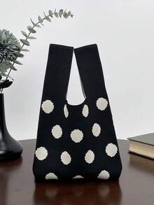 lulu kewen Túi xách mini nữ, túi đan móc casual, túi đeo chéo nhỏ nhắn cho nữ, túi đan móc chấm bi, túi xách nữ thanh lịch, túi thời trang cho nữ, thích hợp cho kỳ nghỉ, trường học, đi làm, mua sắm, tiệc tùng, tụ họp, dạo phố, du lịch, cắm trại - Món quà lý tưởng, lễ kỷ niệm, đám cưới - màu đen - Xem 7