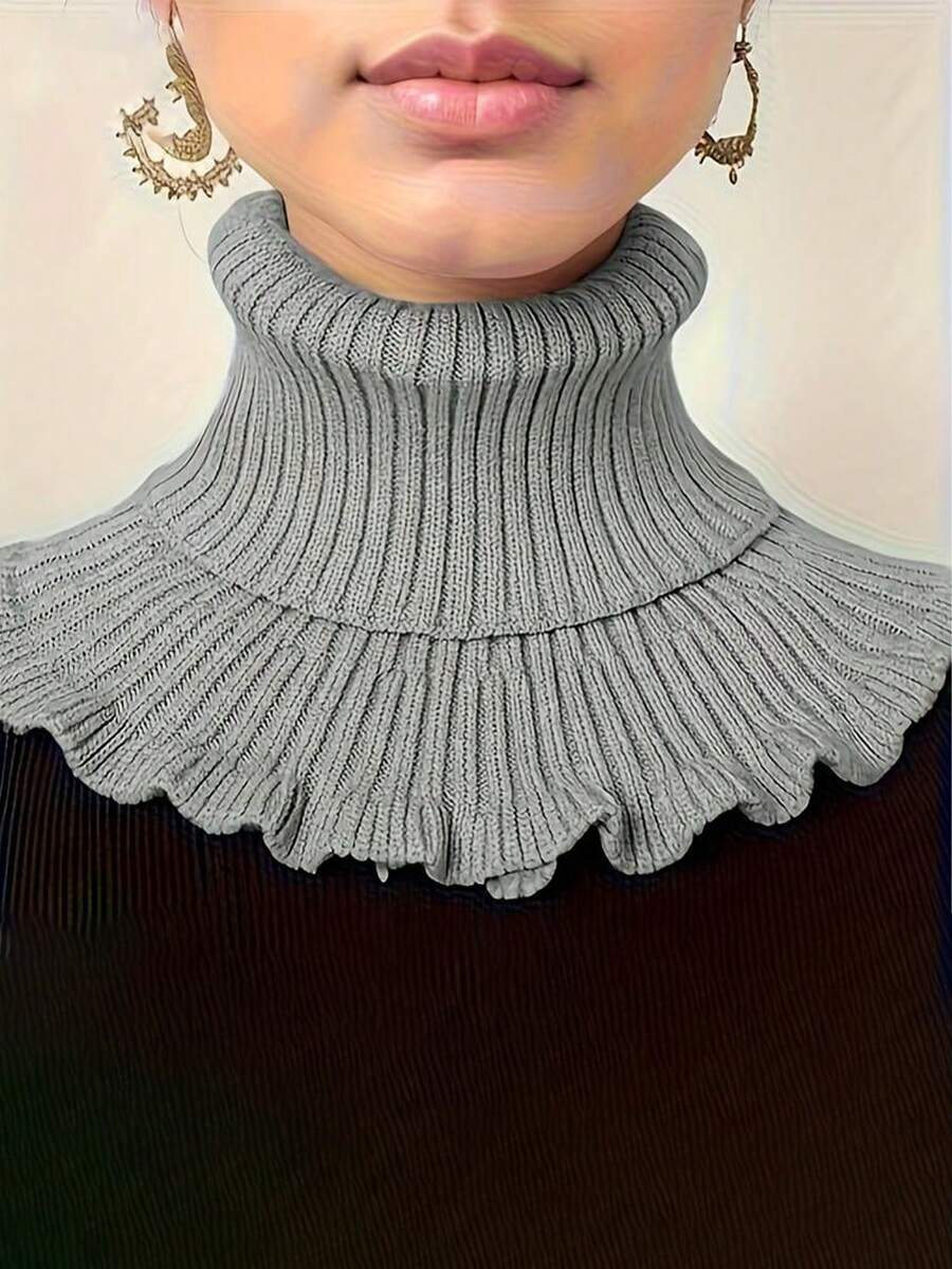 Women's Fashion Knitted Sweater Collar, 100% Polyester Elastic Warm Turtleneck Scarf, Breathable High Collar, Suitable For Daily Wear - Multicolor - View 1