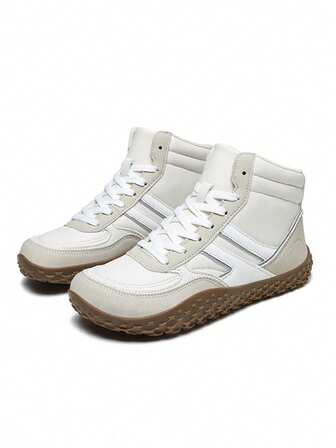 Plus Size Casual Warm Outdoor High-Top Sneakers, Fashion Sports Shoes For Men & Women