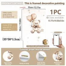 1 pieza, Arte de pared de lienzo, Decoración enmarcada para guardería, Pintura decorativa de oso de peluche. Características: Un oso de peluche sentado en una luna creciente, un oso de peluche sentado en una nube, un oso de peluche sosteniendo un globo. Ideal para: Decoración de habitación infantil, Decoración de guardería, Decoración de habitación de bebé, Decoración de jardín de infantes, Decoración de habitación de niño/niña, Decoración de sala de juegos