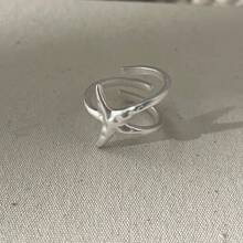 Starfish Statement Ring Women Stainless Steel Seashell Rings Opening Adjustable Gold Silver Starfish Ring Irregular Beach Rings Summer Beachy Ocean Jewelry - Bright Silver Starfish Ring - View 6