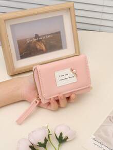 韩版三折钱包，女士钱包，拉链封口，PU皮革材质，日常便携，可装身份证、现金、信用卡，简约时尚商务风，周年纪念、圣诞节、情人节、生日礼物，送给爱人、女孩、女士的理想之选。 - 彩色 - 查看 12