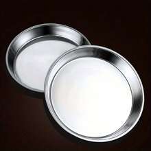 1-3个大号34厘米/13.3英寸不锈钢圆盘/托盘，适用于蒸米糕、蛋糕、烘焙、盛放食物 - 銀色 - 查看 4