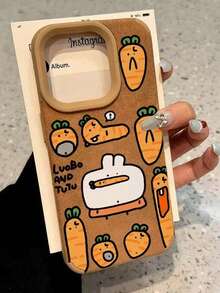 1个优质胡萝卜造型毛绒手机壳，兼容 17 Pro Max、16 Pro Max/15/14/13，可个性化定制，防震全包手机壳 - 棕色 - 查看 3