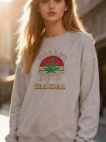 420  Pot Vintage Matching Worlds Dopest Grandma Long-Long-Sleeve Sweatshirt Sweatlong-Long-Sleeve Sweatshirt Sweatshirt - Xám - Xem 4