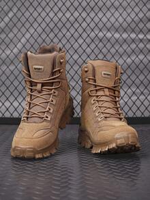 Men's Autumn/Winter British Style High-Top Casual Boots, Thick Sole, Suitable For Leisure, Outdoor, Daily Commute, Work, Travel, 39-47 Plus Size, Suede Leather, Lace-Up, Zipper, Casual Sports Shoes, Flat Work Boots - Multicolor - View 2