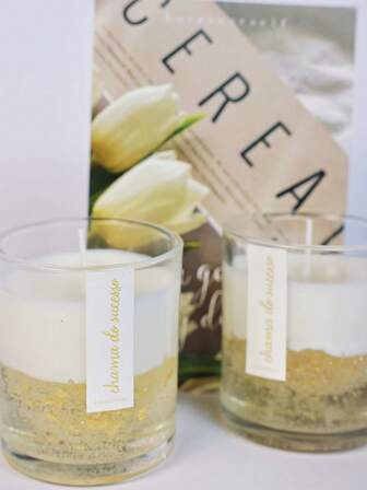 1pc Large Cup Jar Candle, Looking For A Unique Gift? It Is Made Of Natural Materials, Hand-Poured, 100% Soy Wax, Gold Flakes, And Brings Good Luck Every Time It Burns! Aromatherapy Candles For Men And Women, Creative Gift Ideas, Suitable For Use In Restaurants, Bedrooms, Bathrooms, And Studies