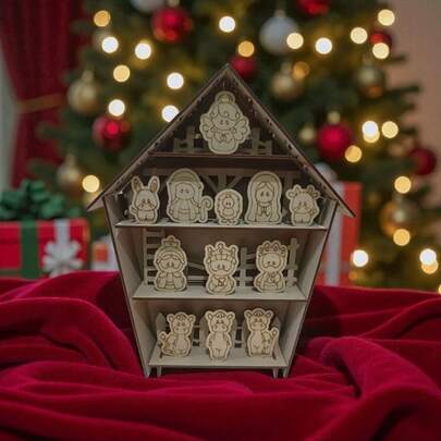 Nacimiento Belén Navideño Grande desarmable de madera MDF con 12 figuras decorativas , Árbol Navidad, diseño moderno y tierno para decoración de Navidad en hogar, oficina, posadas y eventos, ideal para mesas, repisas, vitrinas y recibidores, adorno navideño artesanal estilo rústico, fácil de armar y personalizar, perfecto para manualidades DIY, regalo navideño original, decoración infantil, figuras de corte láser duraderas y reutilizables, nacimiento pequeño para espacios reducidos, pieza decorativa temática para ambientación navideña elegante y creativa