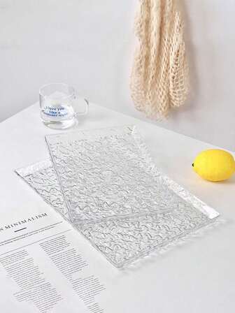 1 pieza Bandeja de acrílico para entretenimiento, adecuada para frutas, galletas, postres, aperitivos, reutilizable, utilizada para contener alimentos y almacenar en la cocina y para fiestas.