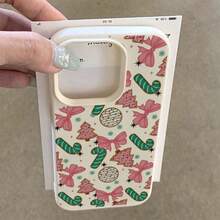 1pc TPU Material Warm Winter Candy Cane Christmas Tree Pattern Phone Case Compatible With IPhone 17 Pro Max/17/16 Pro Max/15/13/12/11, S20 FE/A15/S24/A55, Note 11/12/13 Pro, Full Coverage Anti-Drop Soft Protective Cover - White - View 3