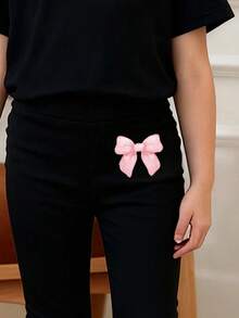 Toddler Girls' Cartoon Print Short Sleeve Top And Skinny Flared Pants Set - Black - View 4