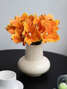 6pcs/Lot Silk-Like Texture Orchid Artificial Flowers, Living Room Tabletop Decor, Home Decoration, Wedding Craft Supplies - Multicolor - View 4