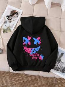 Teen Boy Pixel Lava Duck Print Sweatshirt, Casual Style, Suitable For Spring And Autumn, For Shopping, School, Gathering, Travel And Other Occasions - Black - View 2