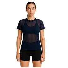 Women's Blouse, Transparent Tulle T-Shirt, Gym/Fitness - 藏蓝色 - 查看 2
