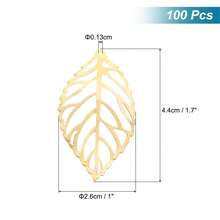 100pcs Large Gold Hollow Leaf Charms, Metal Hollow Leaf Decor Crafts For Making DIY Earrings, Necklaces, Hair Clips, Keychains, Apparel Accessories - Gold Large - View 3