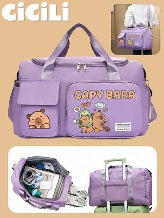 1 حقيبة تسوق بنمط كابيبارا بسيط وجذاب. حقيبة تسوق عملية مع فصل جاف/رطب. حقيبة كروس بتباين ألوان أنيق. حقيبة كتف سعة كبيرة مع تصميم حزام للحقائب. حقيبة جامعة محمولة مناسبة للجنسين للاكسسوارات والأغراض المدرسية