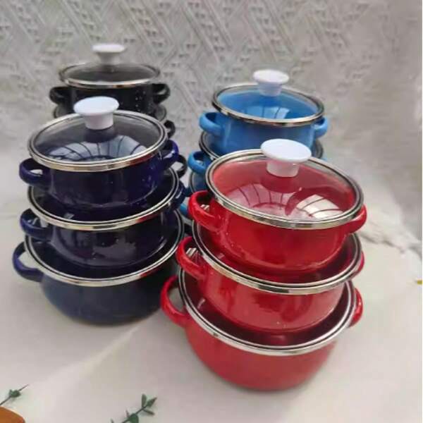 3 szt./zestaw 12/14/16 cm emaliowany mini garnek do gotowania, emaliowany garnek do użytku domowego, garnek na jedzenie dla dzieci