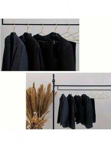 10pcs 17" Heavy Duty Gold Metal Hangers - Stainless Steel, Wide Spaced, Suitable For Coats, Suits, Essentials For Organizing | Modern Hanger Design | Durable Clothing Support, Garment Hangers - Gold - View 5